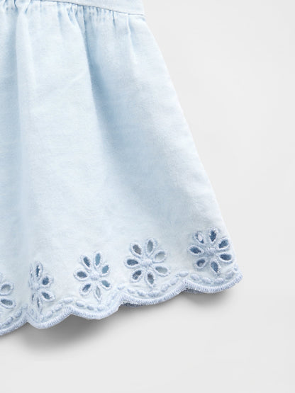 Açık Mavi Bebek & Küçük Çocuk Eyelet Denim Outfit Set