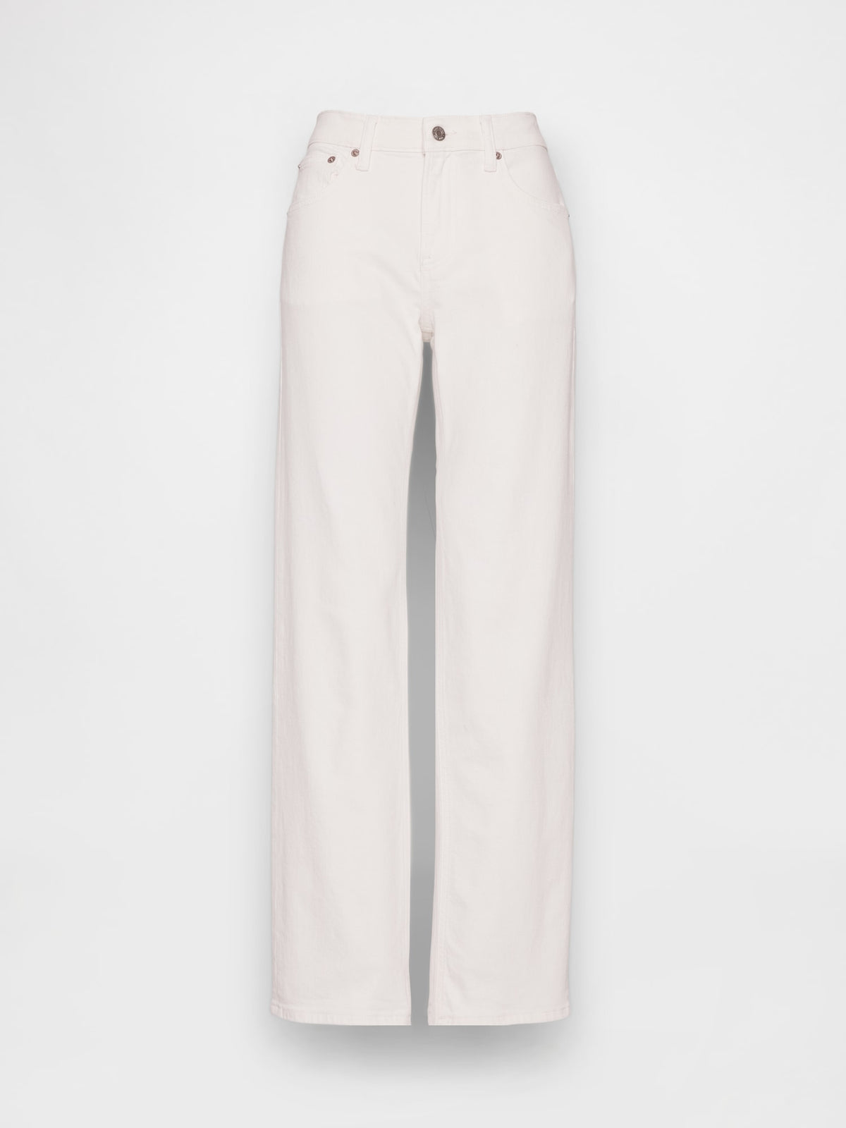 Beyaz Mid Rise Relaxed Straight Jean Pantolon