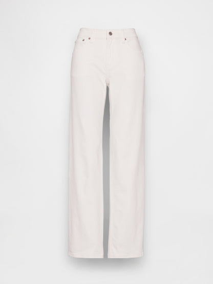 Beyaz Mid Rise Relaxed Straight Jean Pantolon