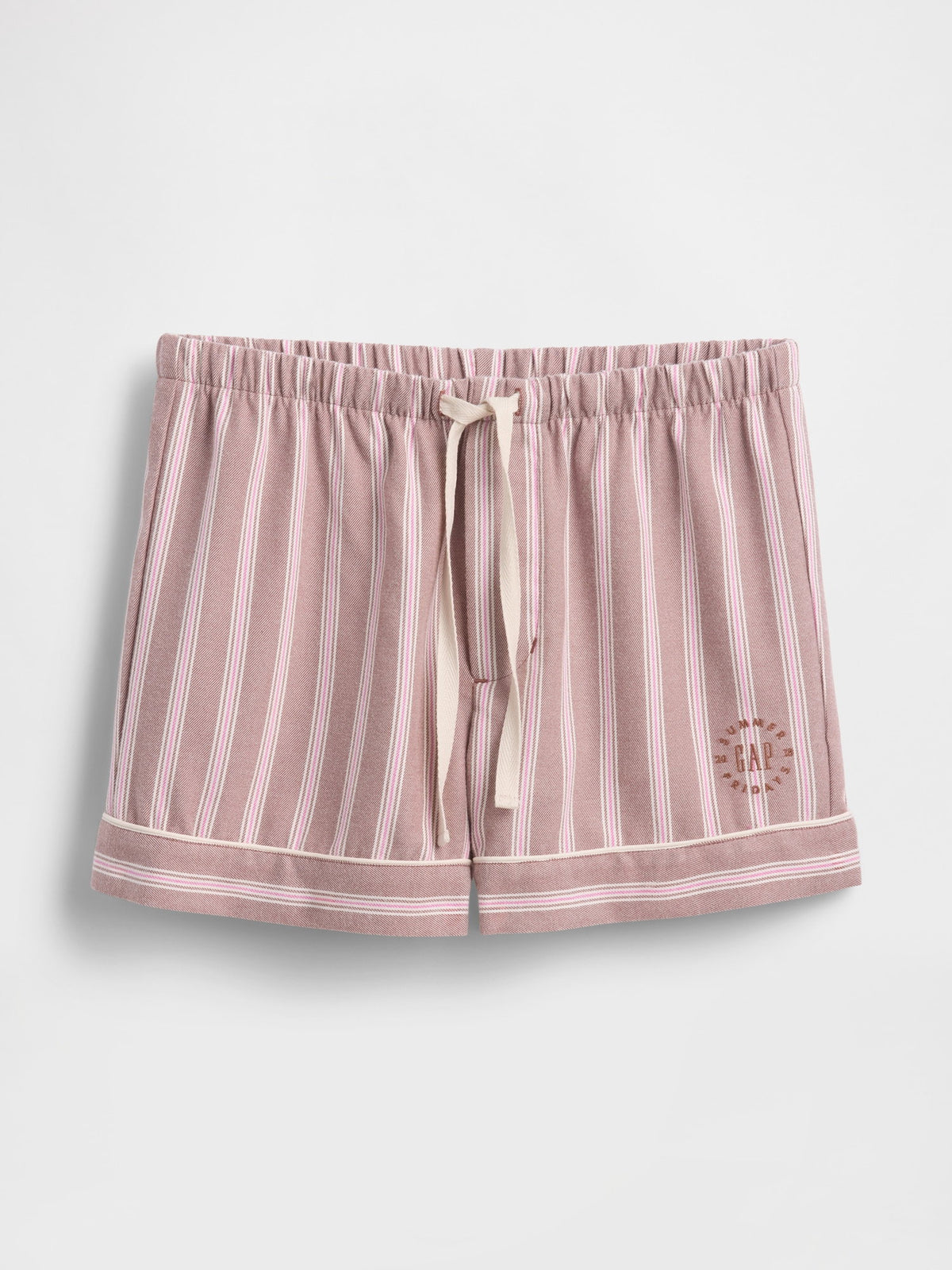 Pembe Gap × Summer Fridays Flannel Çizgili Pijama Boxer Şort