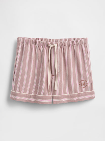 Pembe Gap × Summer Fridays Flannel Çizgili Pijama Boxer Şort