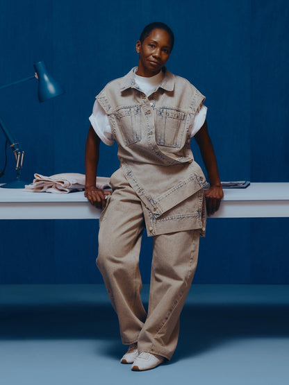 Açık Mavi Gap × Hfr Denim Oversized Yelek By Nicole Benefield Portfolio