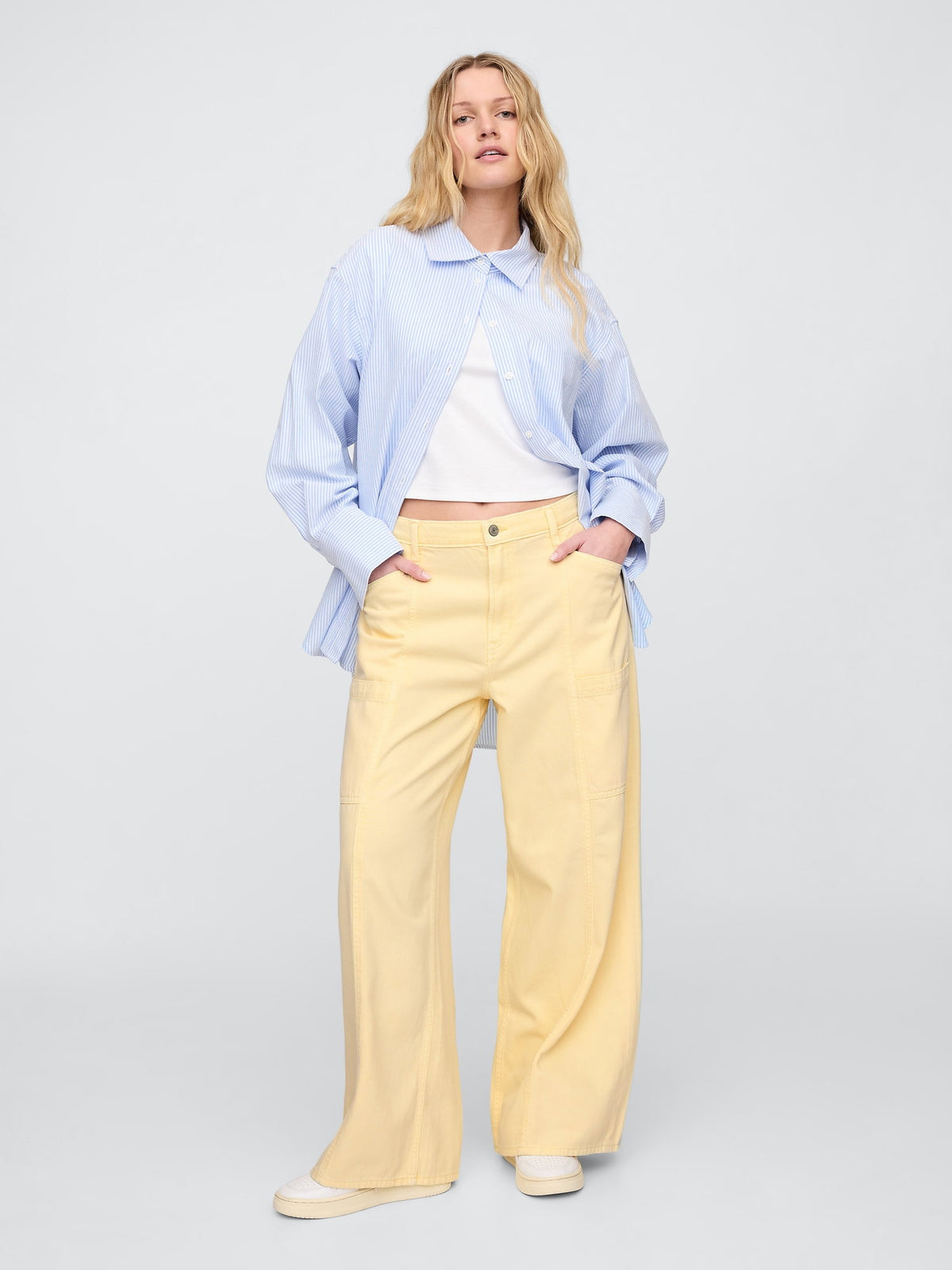 Sarı Baggy Utility Jean Pantolon