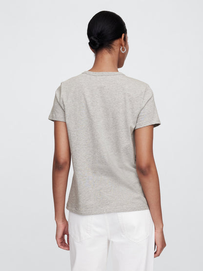 Gri Favorite Bisiklet Yaka T-shirt