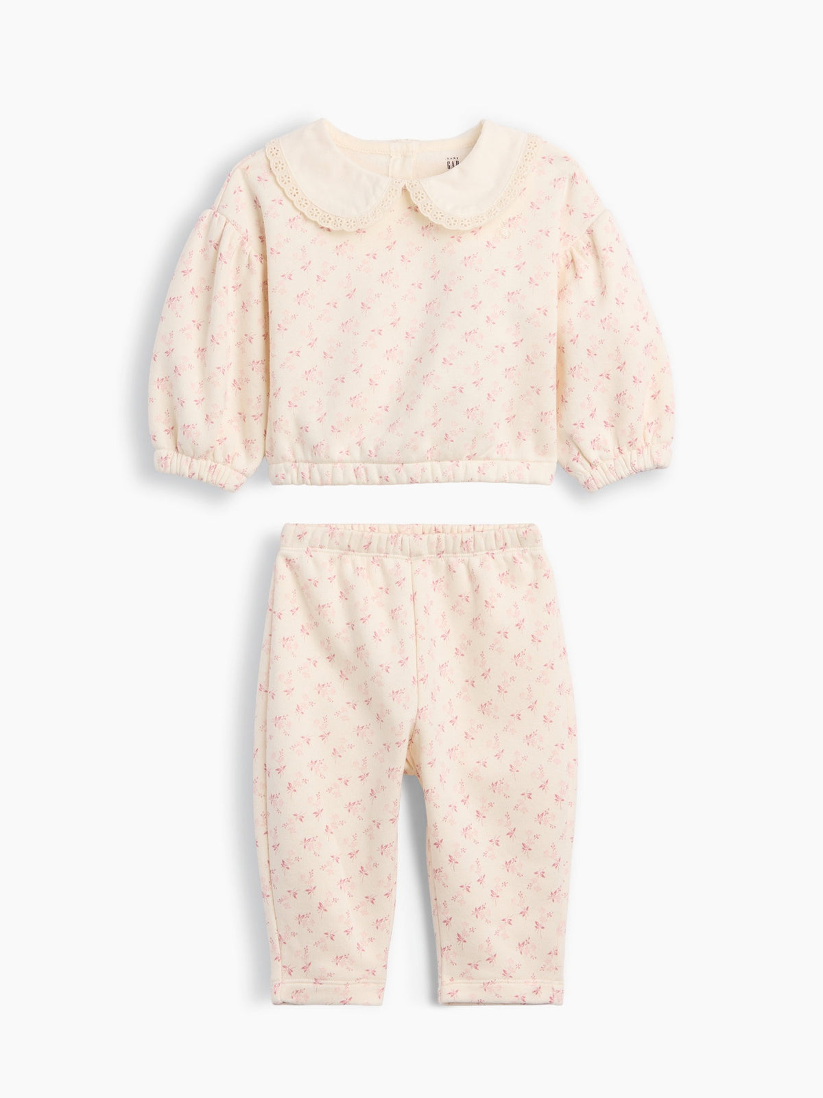 Beyaz Baby Vintage Yumuşak Dantel Yaka Sweat Takımı
