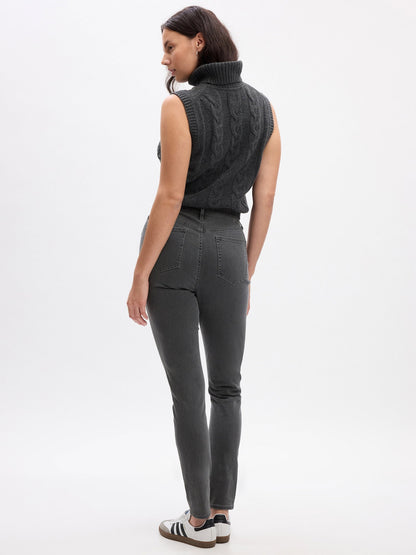 Koyu Gri High Rise True Skinny Jean Pantolon