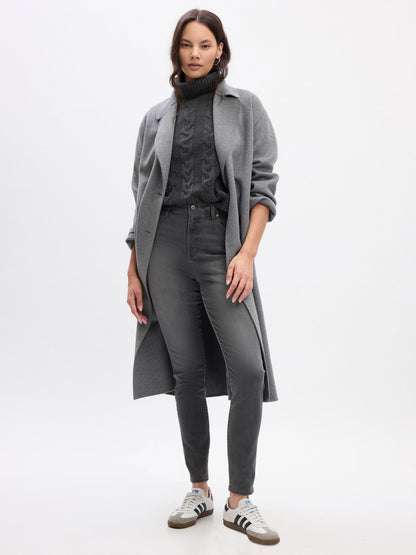Koyu Gri High Rise True Skinny Jean Pantolon