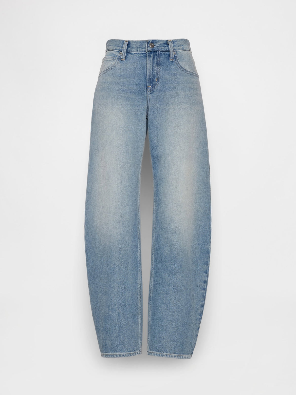 Açık Mavi Low Rise Barrel Jean Pantolon