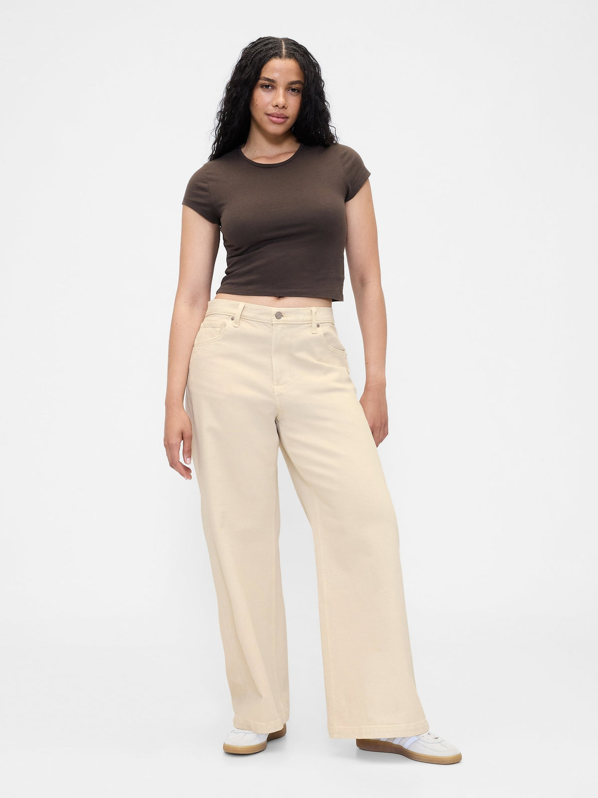 Açık Pembe High Rise Stride Wide-leg Jean Pantolon