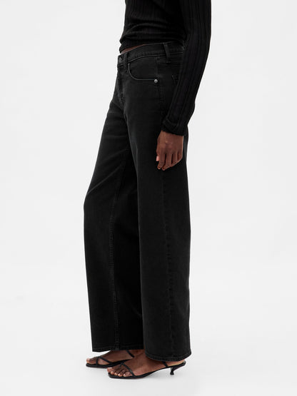 Siyah Low Rise '90s Jean Pantolon