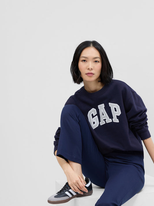Açık Gri Gap Logo Bisiklet Yaka Fleece Sweatshirt