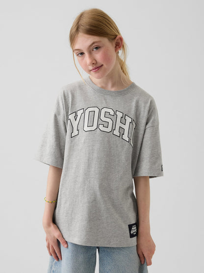 Gri Süper Mario Relaxed Grafik Baskılı T-shirt
