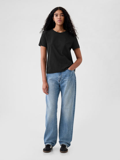 Açık Gri %100 Pamuk Vintagesoft Bisiklet Yaka T-shirt