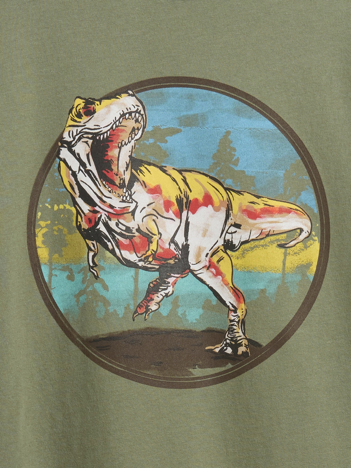 Haki Grafik Baskılı T-shirt