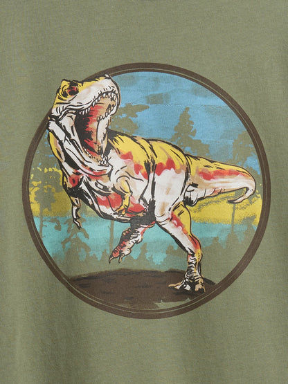 Haki Grafik Baskılı T-shirt