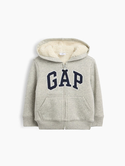 Gri Babygap Logolu Sherpa Fermuarlı Sweatshirt