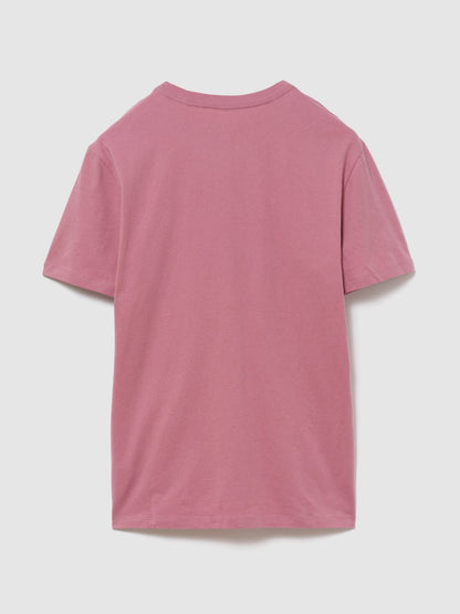 Koyu Pembe Everyday Soft Relaxed Grafik Baskılı T-shirt