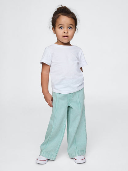 Açık Mavi Ultrasoft Pull-on Baggy Wide-leg Jean Pantolon