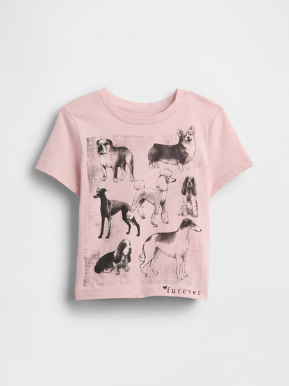 Pembe Grafik Baskılı T-shirt