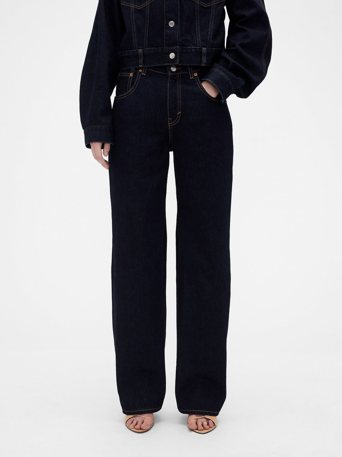 Koyu Mavi Gap × Victoria Beckham High Rise Straight Jean Pantolon