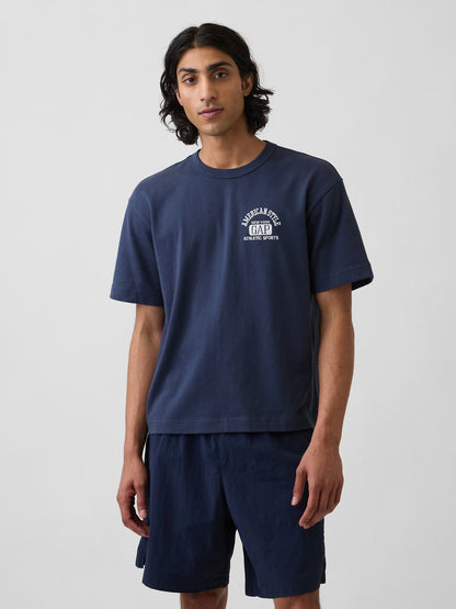 Lacivert Heavyweight Gap Logo Relaxed Crop T-shirt