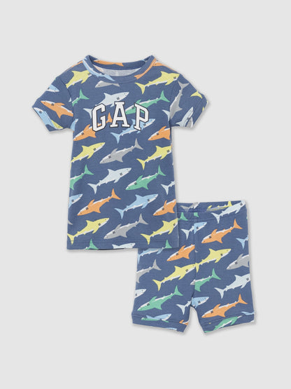 Mavi Köpekbalığı Desenli Pijama Seti