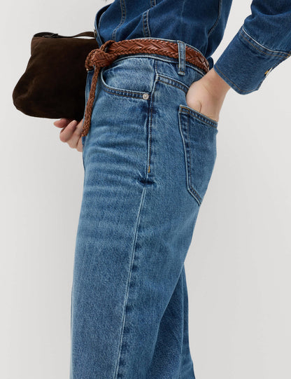 Yüksek Bel Barrel Leg Jean