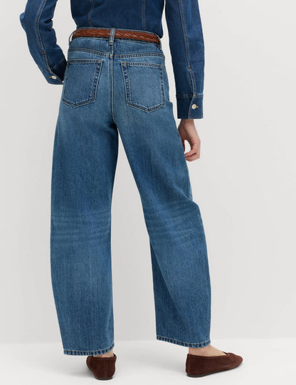 Yüksek Bel Barrel Leg Jean