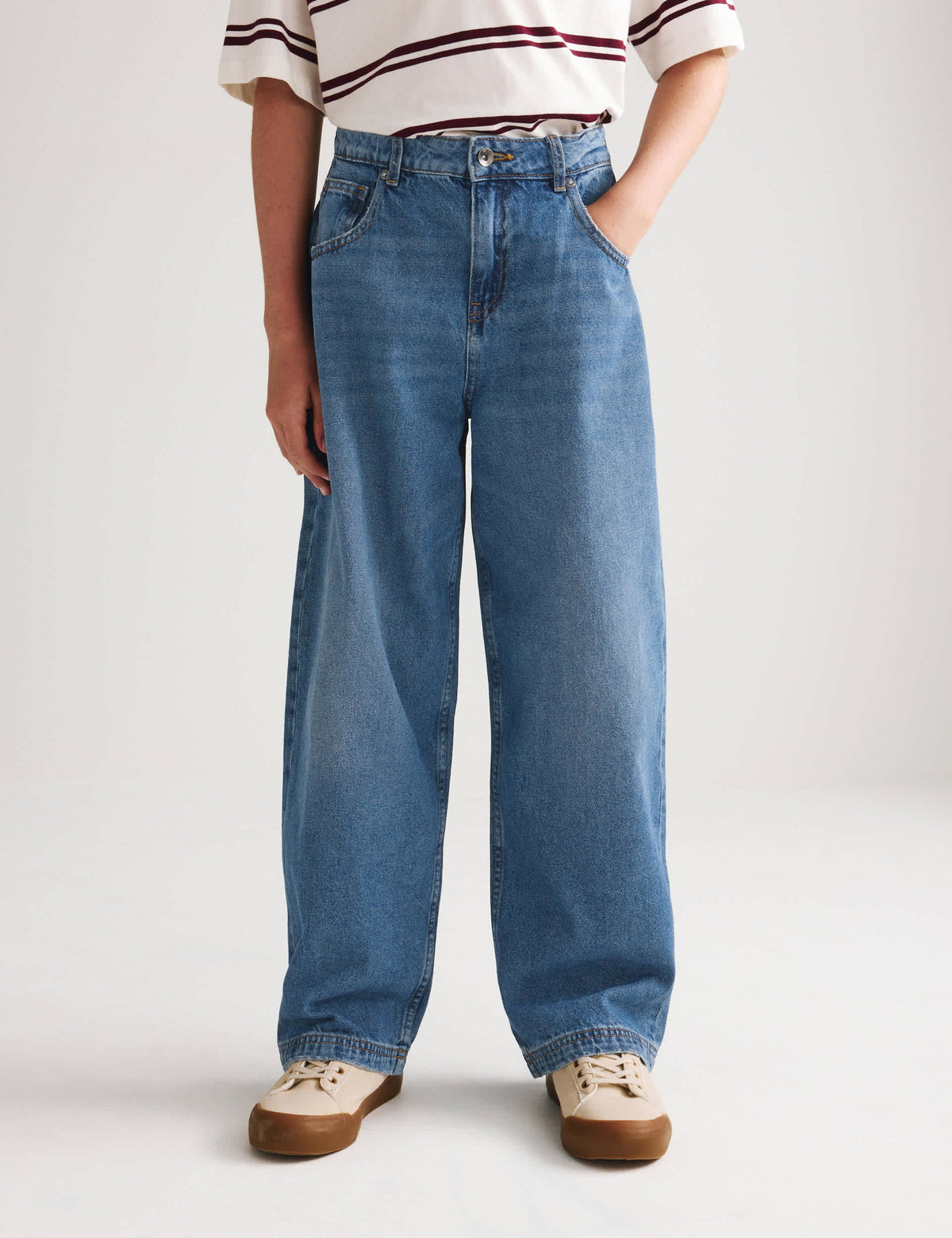 Saf Pamuklu Baggy Çocuk Jean Pantolon