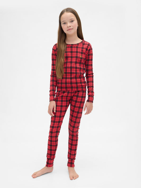 Kırmızı Organik Brushed Pamuklu Holiday Pijama Takımı