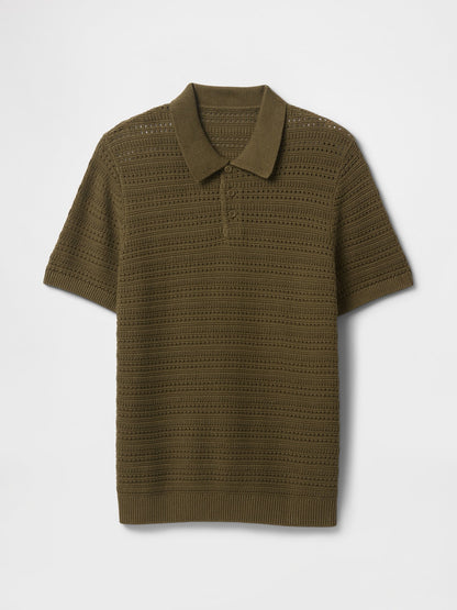 Haki Örgü Polo T-shirt