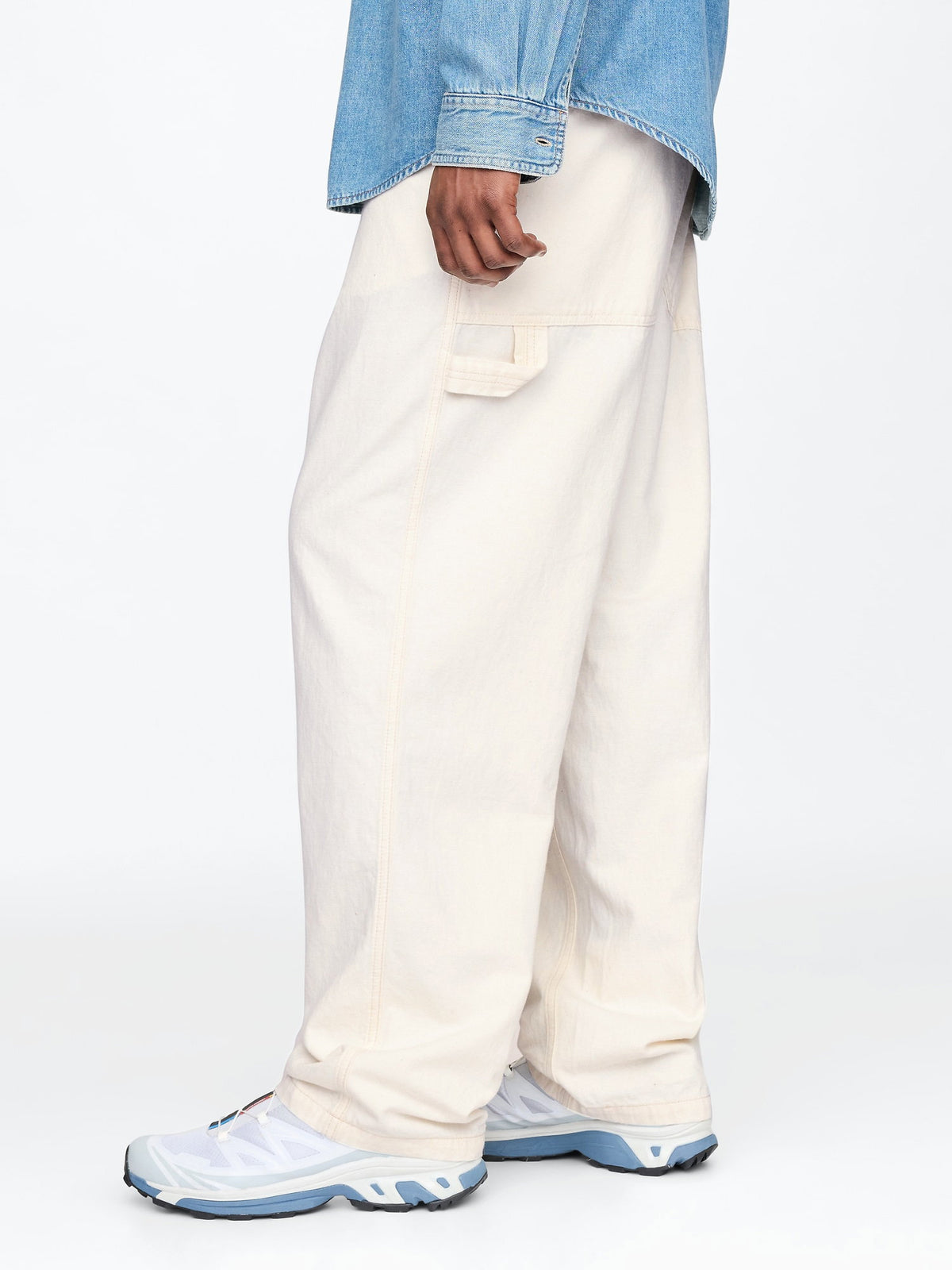 Kırık Beyaz Baggy Carpenter Jean Pantolon