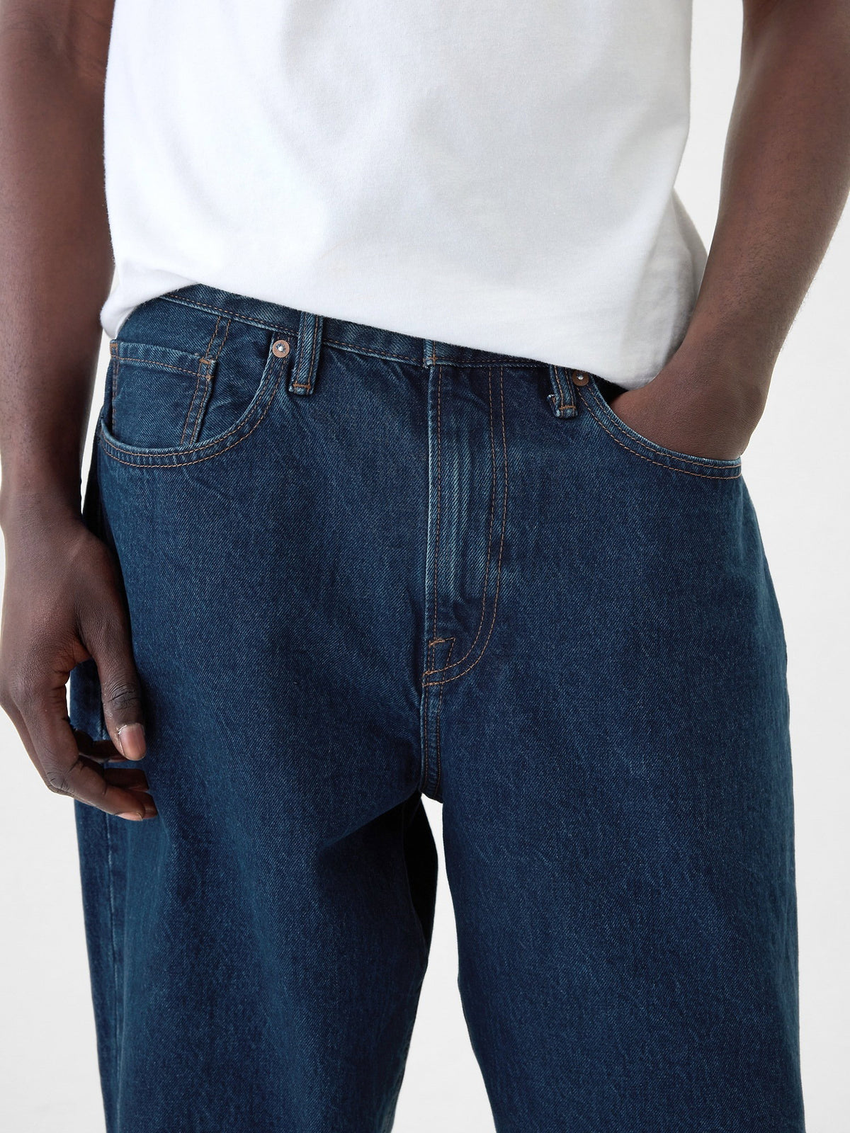 Lacivert Baggy Jean Pantolon