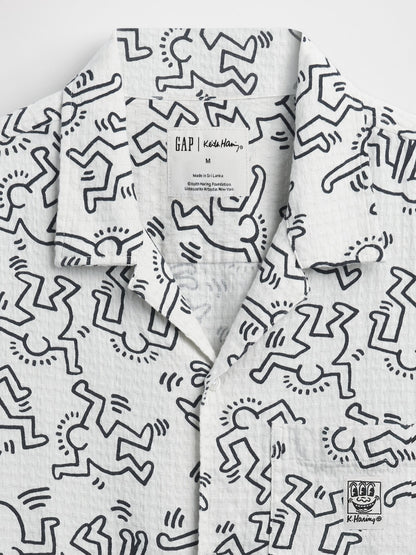 Kırık Beyaz Keith Haring Textured Gömlek