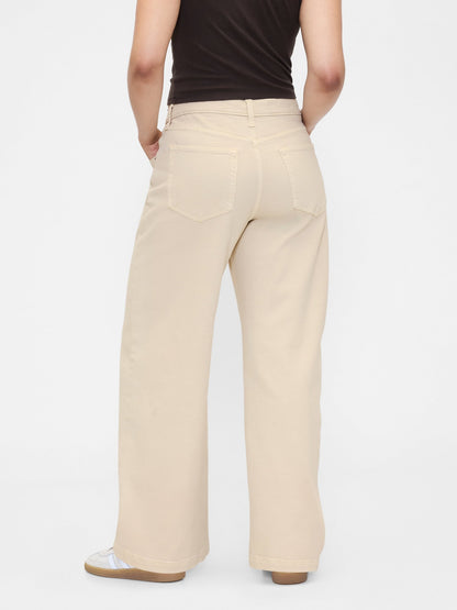 Açık Pembe High Rise Stride Wide-leg Jean Pantolon