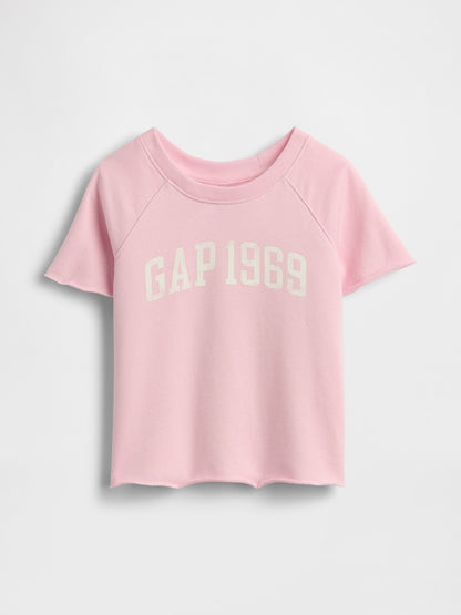 Beyaz Fransız Havlu Kumaş Kısa Kol Sweatshirt