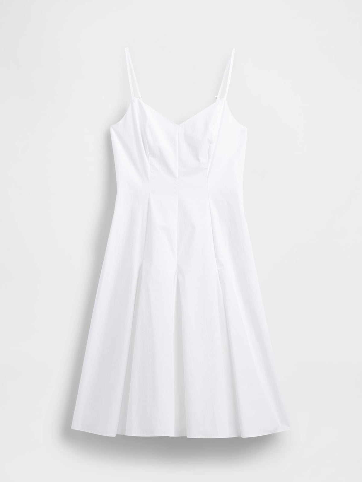 Beyaz Seamed V-yaka Midi Elbise