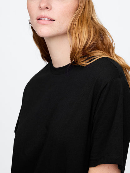 Siyah Çizgili T-shirt Elbise