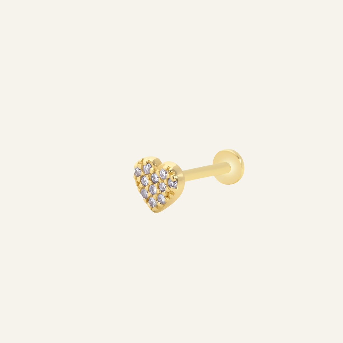 Forever Kalp Figürlü Çok Taşlı Altın Kulak Piercing
