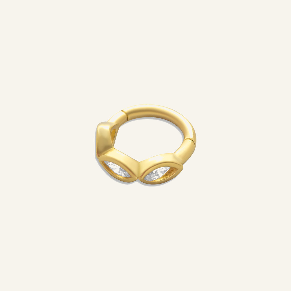 Framed Trio Çerçeve Detaylı Markiz Kesim Taşlı Altın Halka Helix Piercing 6 Mm