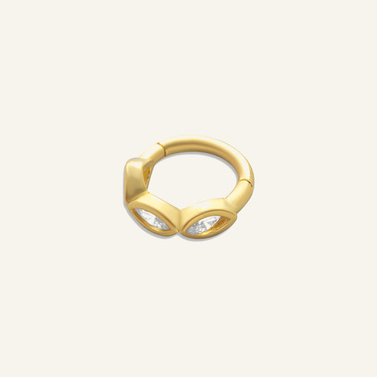 Framed Trio Çerçeve Detaylı Markiz Kesim Taşlı Altın Halka Helix Piercing 6 Mm