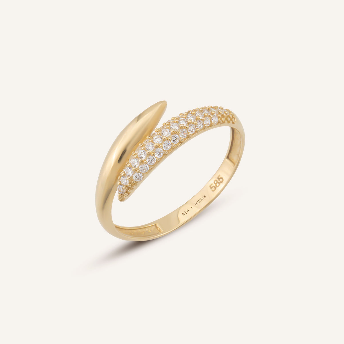 Gold Fold Sarmal Form Taşlı Altın Yüzük