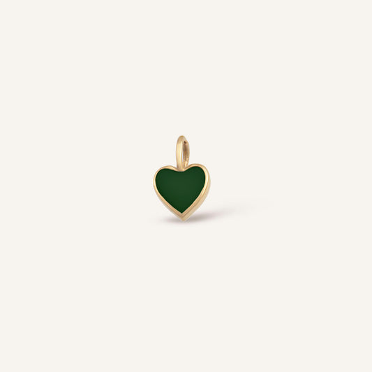 Green Heart Kalp Figürlü Yeşil Mineli Altın Charm