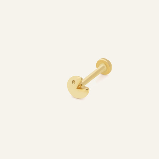Pac-man Emoji Altın Kulak Piercing