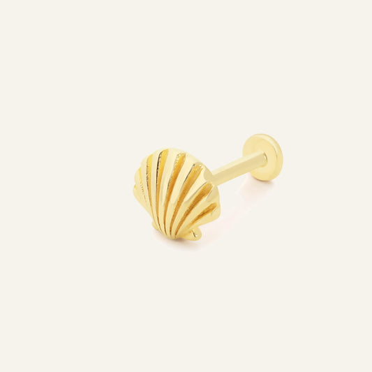 Fansea Deniz Kabuğu Figürlü Altın Kulak Piercing
