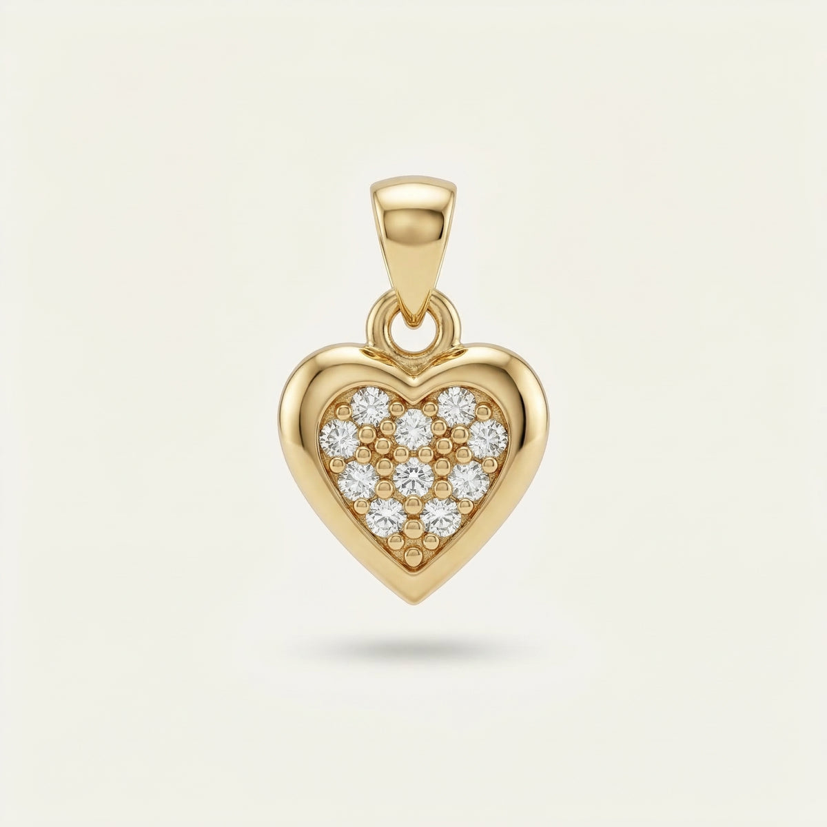 Heart Frame Kalp Figürlü Taşlı Altın Kolye Ucu