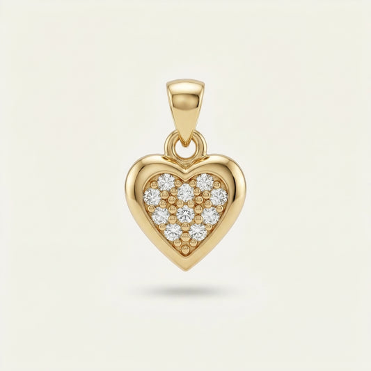 Heart Frame Kalp Figürlü Taşlı Altın Kolye Ucu