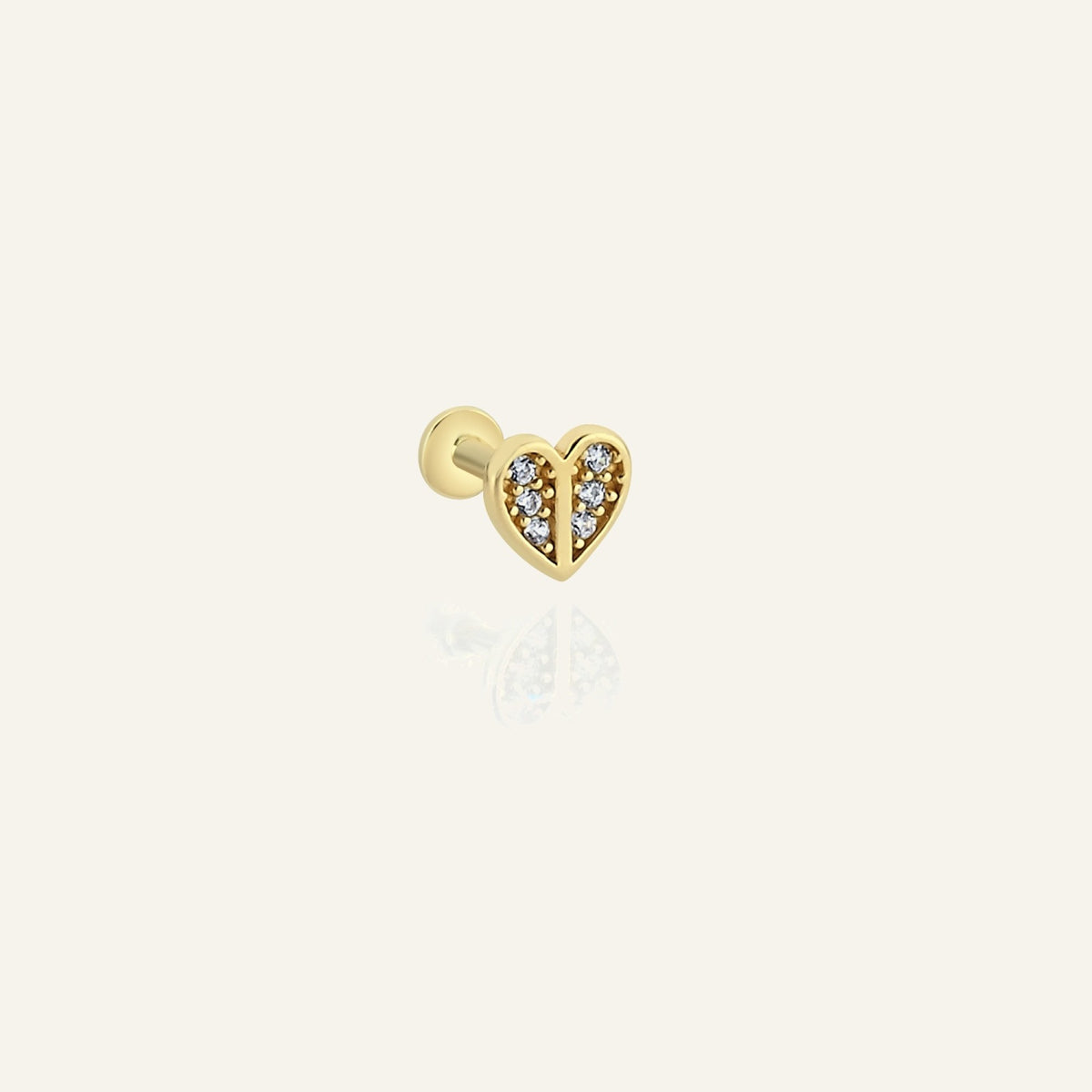 Starfill Kalp Figürlü Çok Taşlı Altın Kulak Piercing