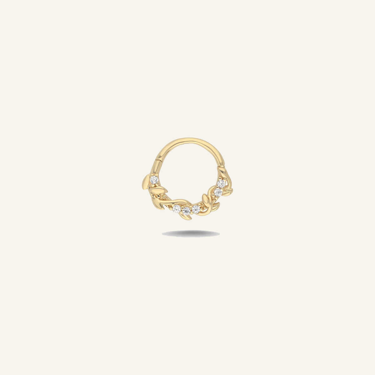 Ivy Curve Sarmaşık Figürlü Taşlı Altın Halka Helix Piercing