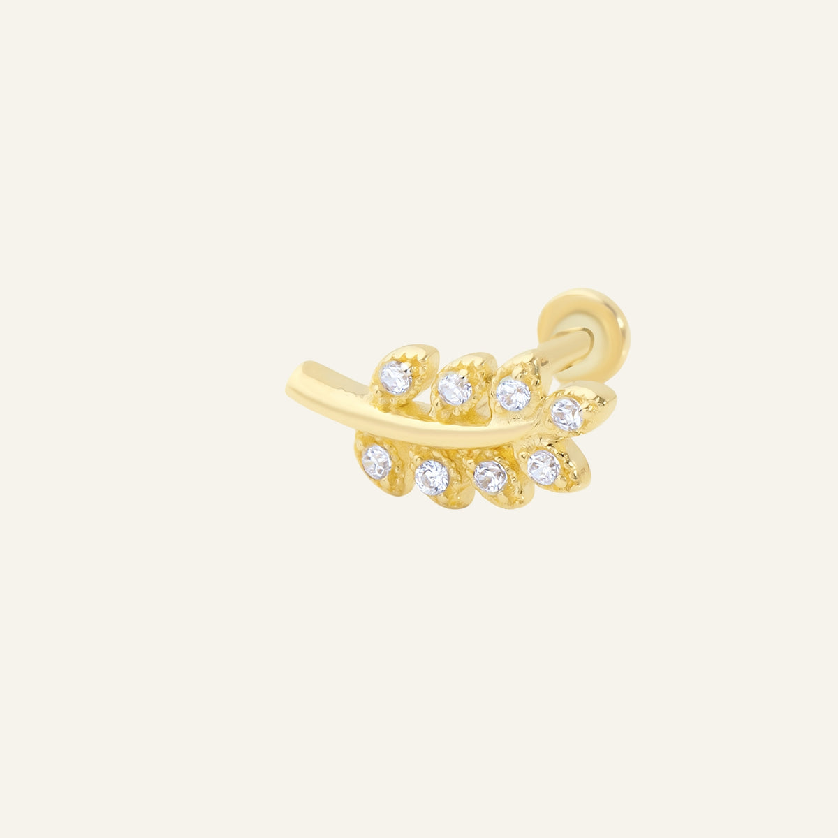 Jessica Buğday Filizi Figürlü Çok Taşlı Altın Kulak Piercing